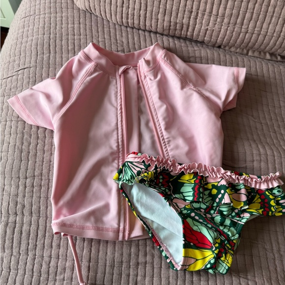 SwimZip Other - SwimZip Kids Floral Pink Rash Guard Set